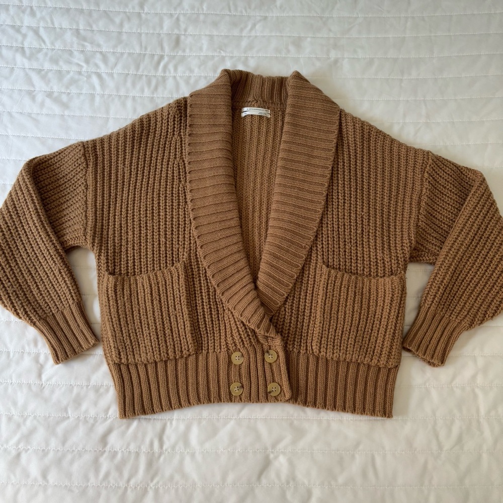 Anthropologie Deep V Wool Blend Knit Cardigan